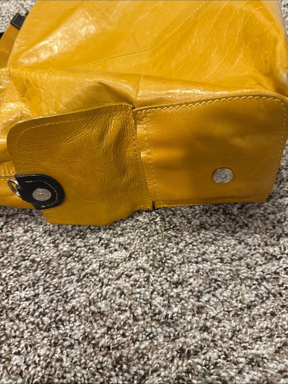 Nino Bossi Mustard Yellow Leather Convertible Shoulder Crossbody Bag 2 Straps